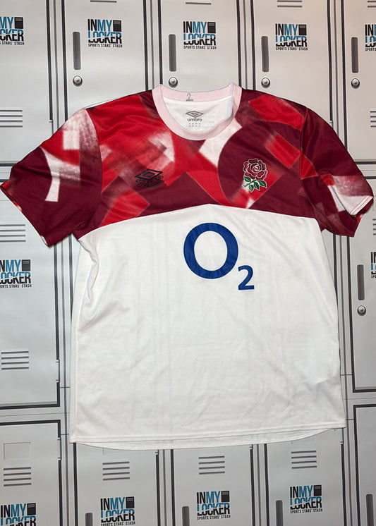 Jamie George - England Rugby Training Shirt [White and Red]