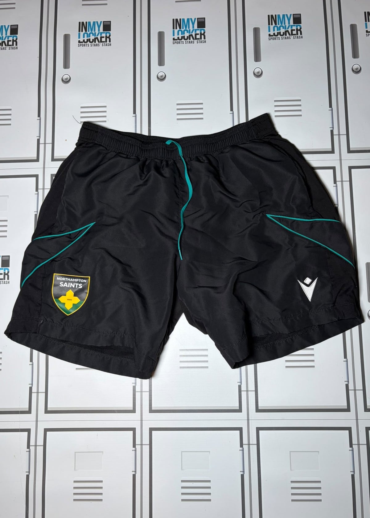 Josh Kemeny - Northampton Saints Macron Gym Shorts Initialled JK [Black]
