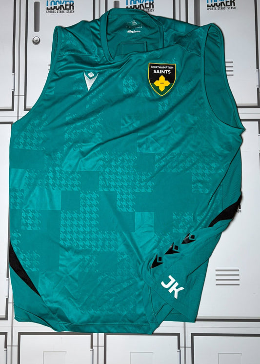 Josh Kemeny - Northampton Saints Macron Gym Vest Initialled JK [Green]
