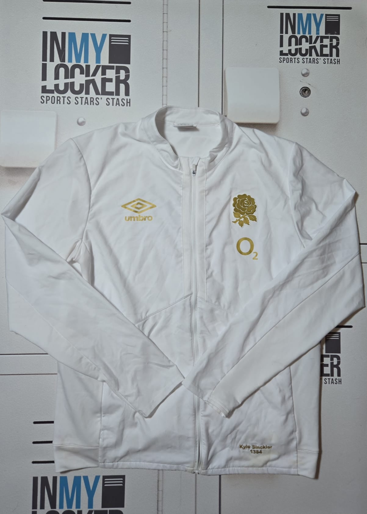 Kyle Sinckler England Rugby Anthem Jacket [White with Gold Rose]