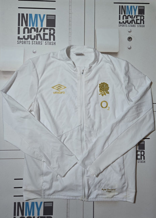 Kyle Sinckler England Rugby Anthem Jacket [White with Gold Rose]