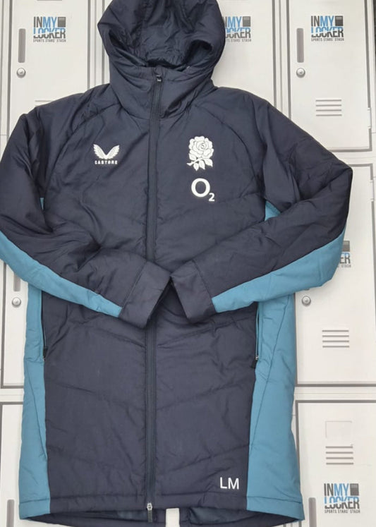 Lou Meadows - England Rugby Castore 3/4 Length Thermal Coat Initialled LM [Navy]