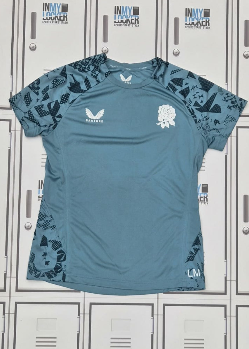 Lou Meadows - England Rugby Castore Gym T-Shirt Initialled LM [Blue]