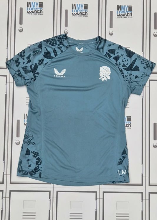 Lou Meadows - England Rugby Castore Gym T-Shirt Initialled LM [Blue]