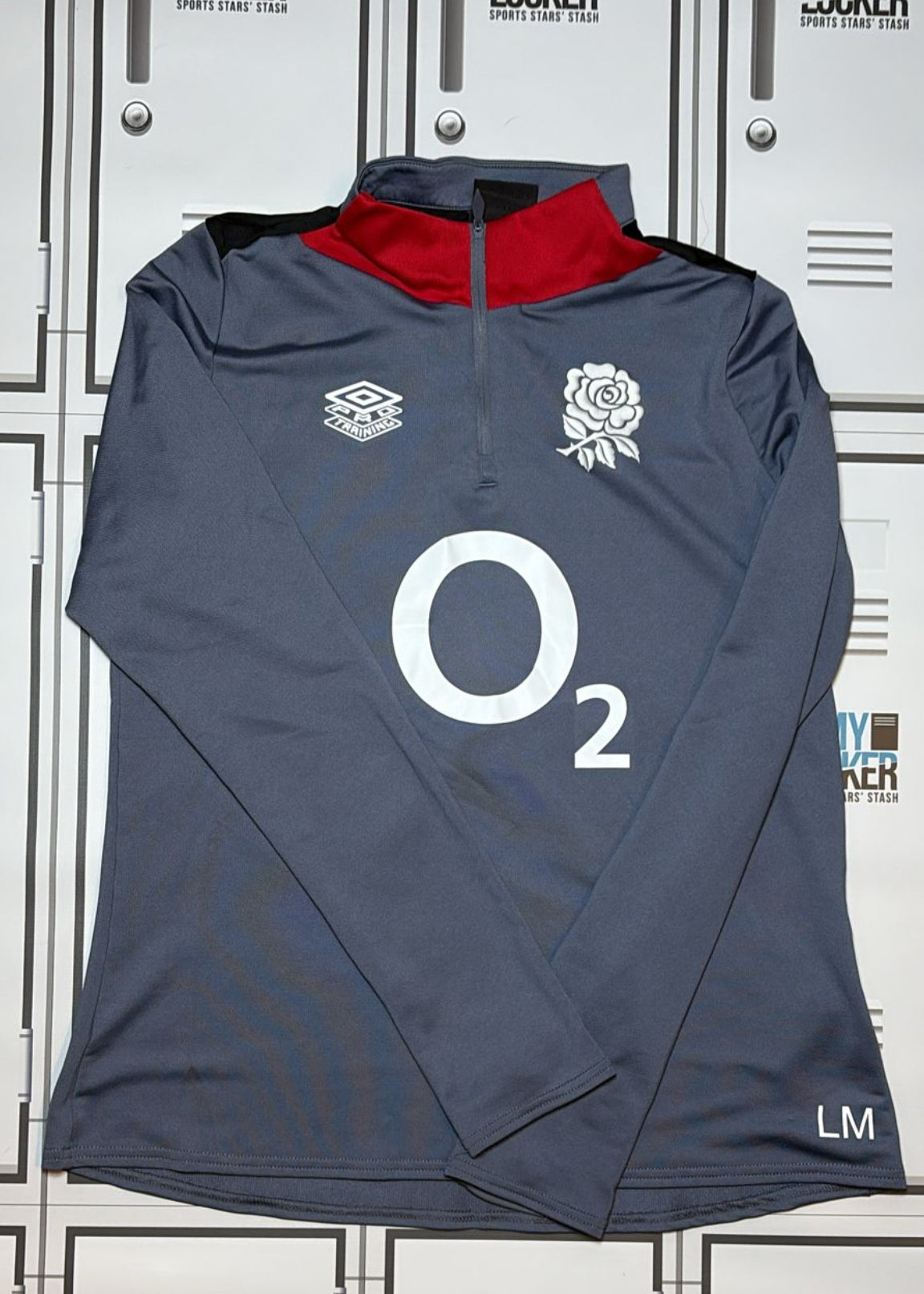 Lou Meadows - England Rugby Women’s 1/4 Zip Long-Sleeve Training Shirt Initialled LM [Grey]