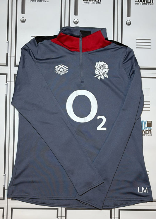 Lou Meadows - England Rugby Women’s 1/4 Zip Long-Sleeve Training Shirt Initialled LM [Grey]