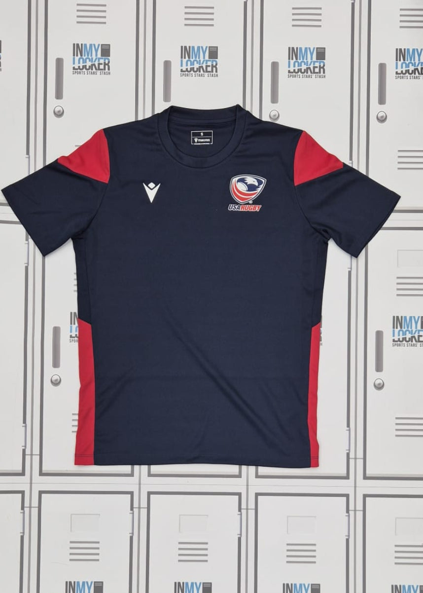 Lou Meadows - USA Rugby Macron Gym T-Shirt [Navy and Red]