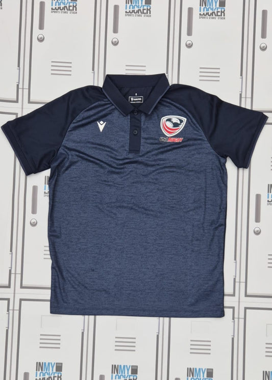 Lou Meadows - USA Rugby Macron Lightweight Polo T-Shirt [Navy]