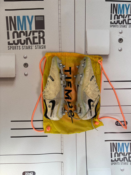 Max Malins - Signed Match-Worn Nike Tiempo Rugby Boots [White, Black & Gold]