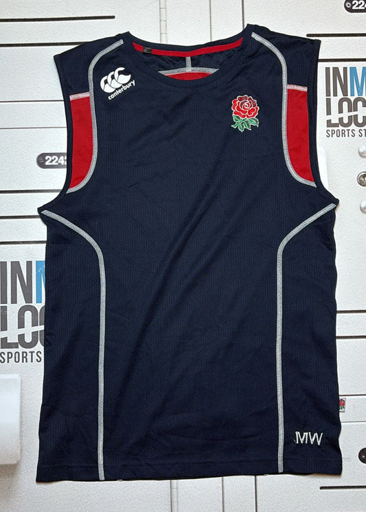 Marcus Watson England Rugby Gym Vest Initialled MW [Navy and Red]