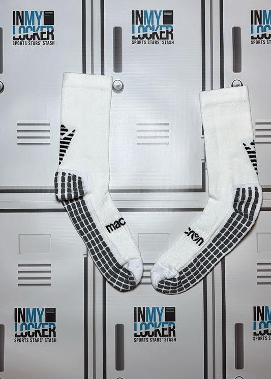 Macron Mid Calf Grip Socks [White and Grey]