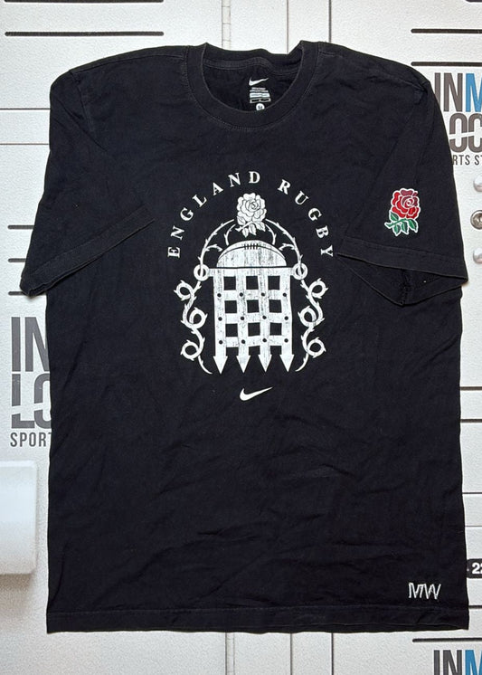 Marcus Watson England Rugby Casual Gate Logo T-Shirt Initialled MW [Black]