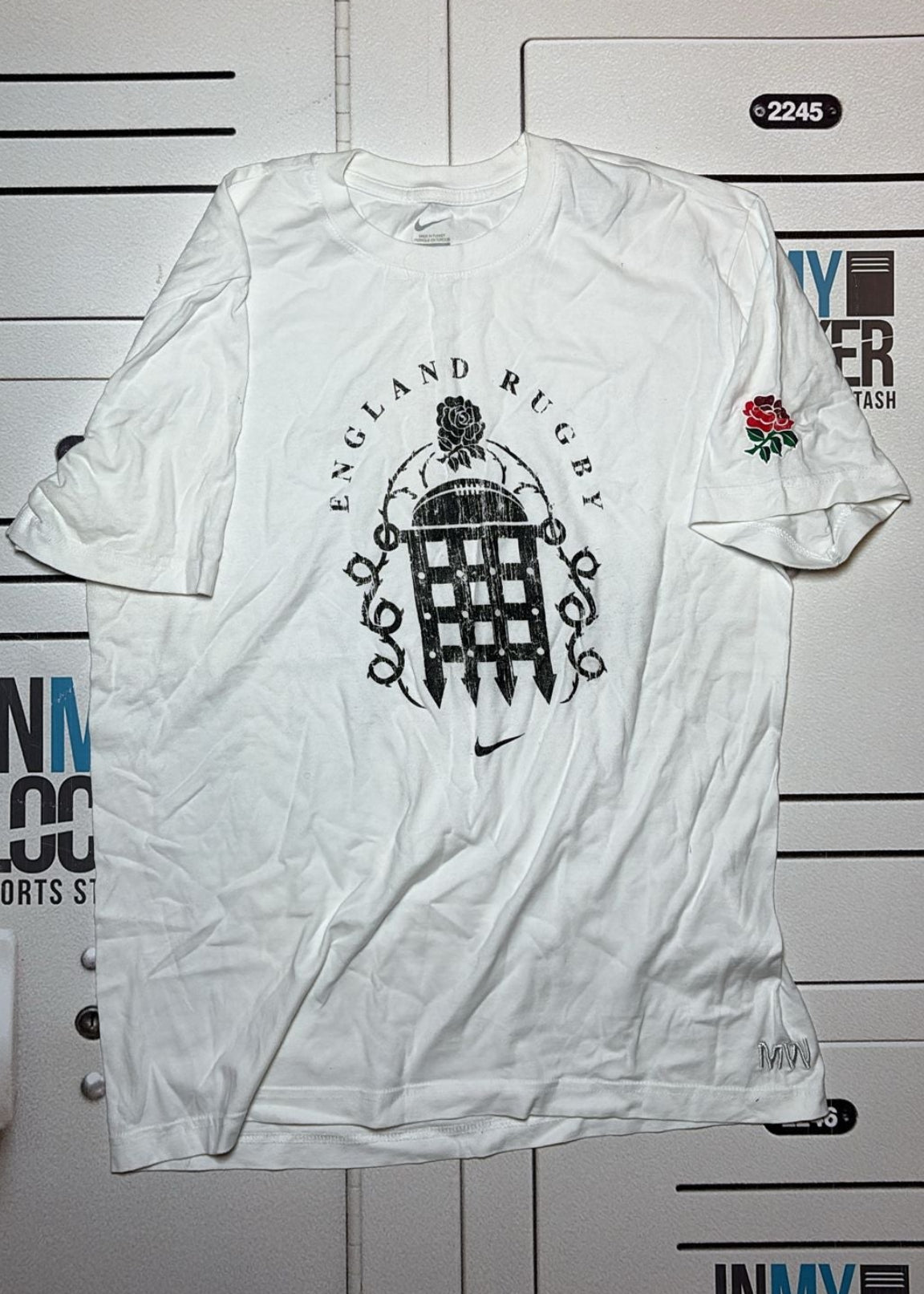 Marcus Watson England Rugby Casual Gate Logo T-Shirt Initialled MW [White]