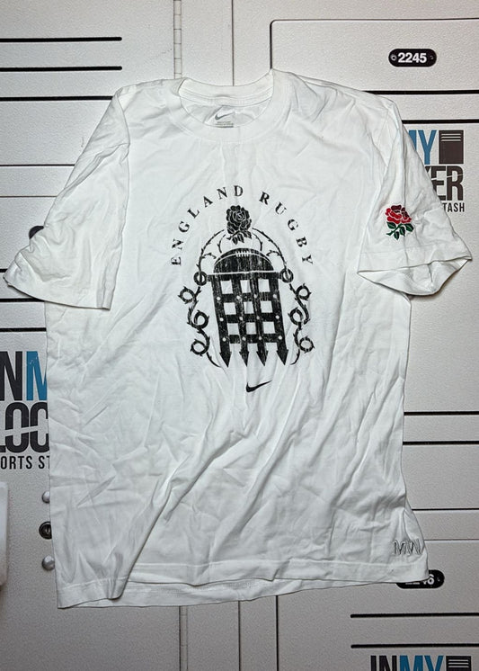 Marcus Watson England Rugby Casual Gate Logo T-Shirt Initialled MW [White]