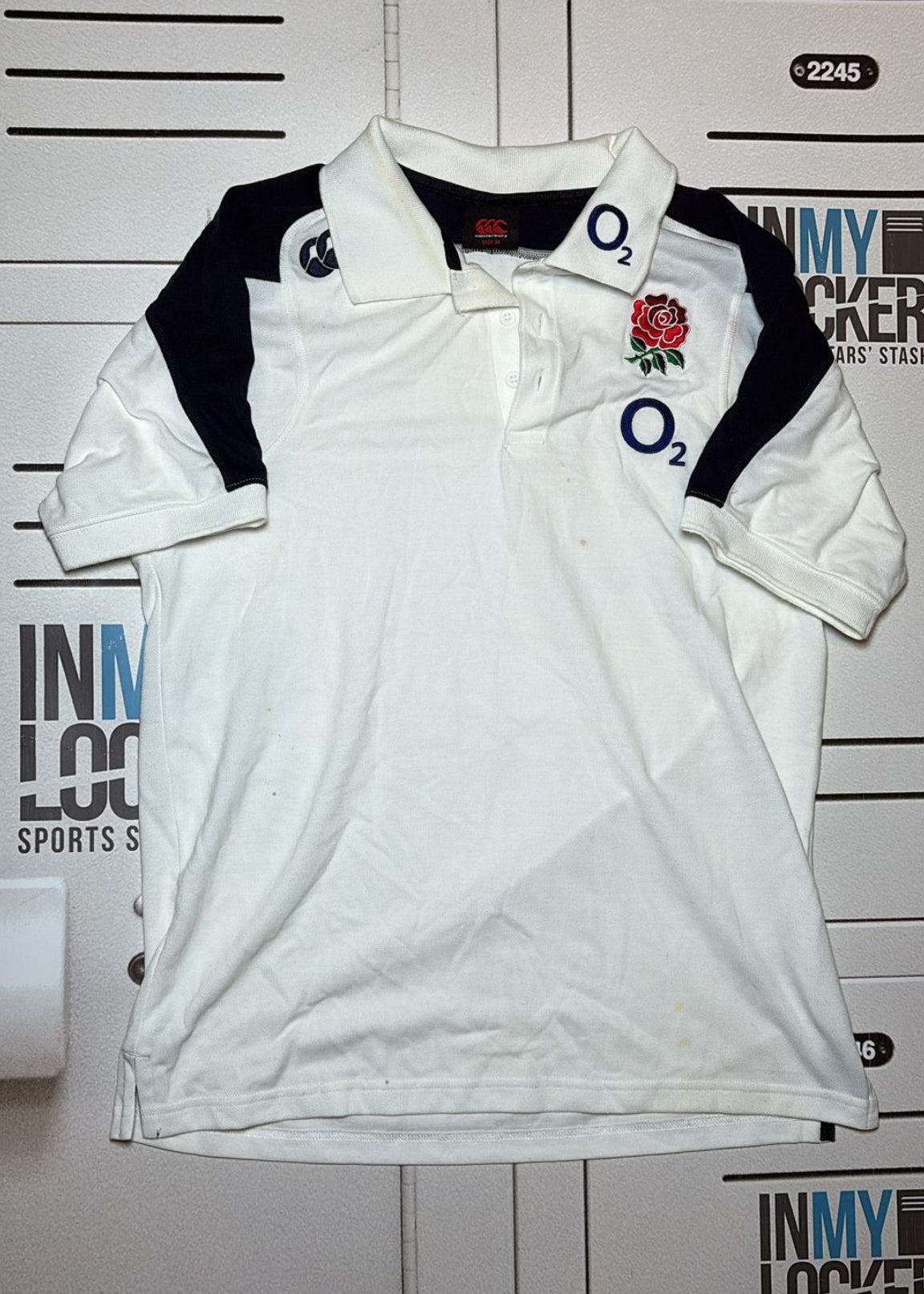 Marcus Watson England Rugby O2 Polo Shirt [White and Navy]