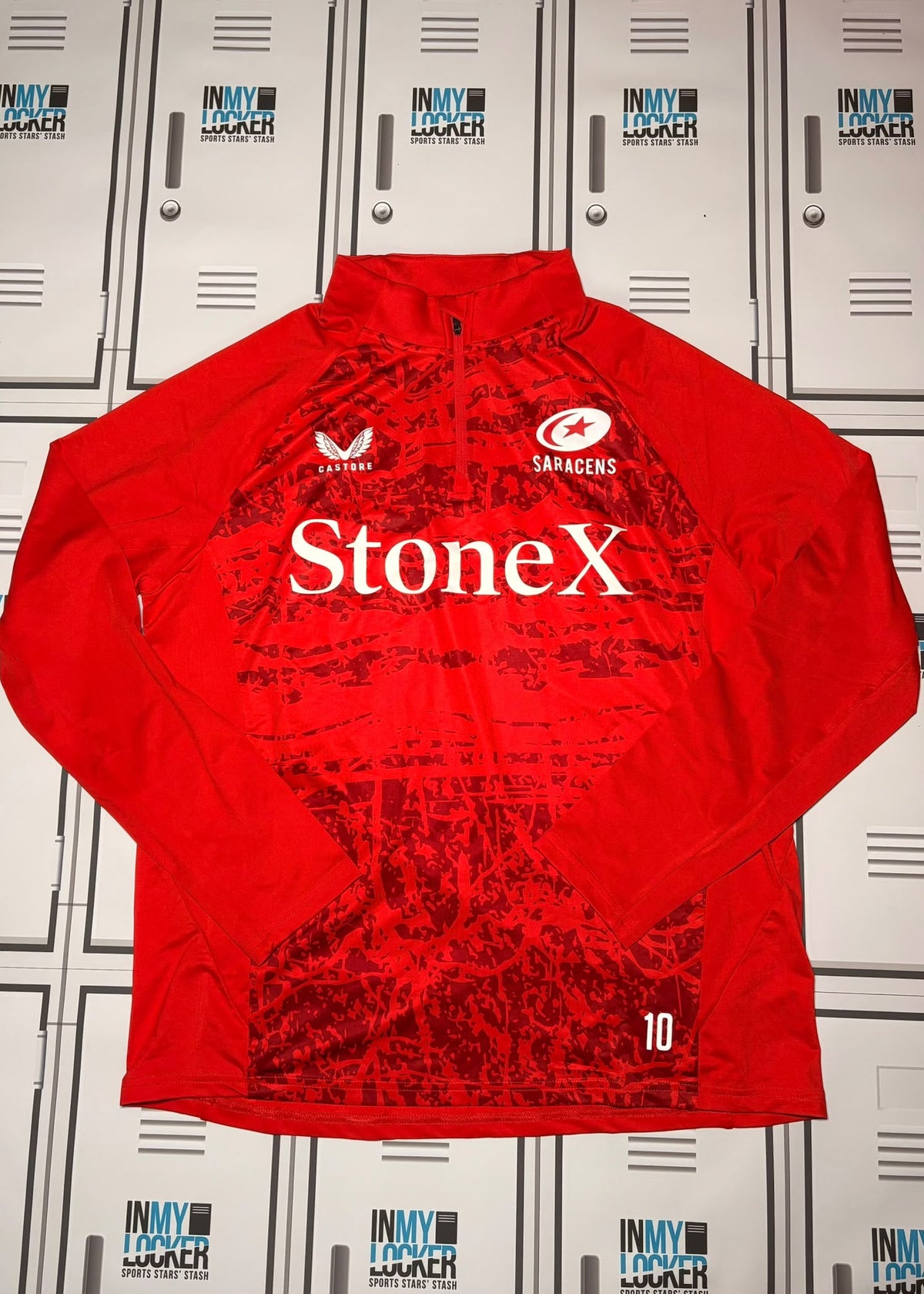 Max Malins - Saracens Castore 1/4 Zip Training Top Numbered 10 [Red]