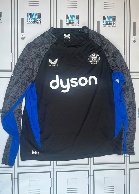 Miles Reid - Bath Rugby Castore Long Sleeve Training Shirt Initialled MR [Black]