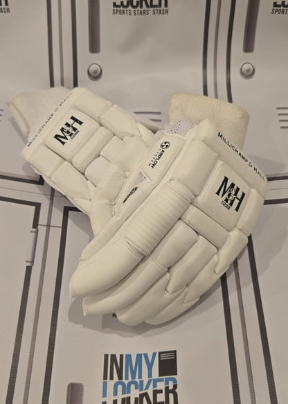 Millichamp & Hall Somerset Player Worn Adult Left Hand s1l200 Batting Gloves [White]