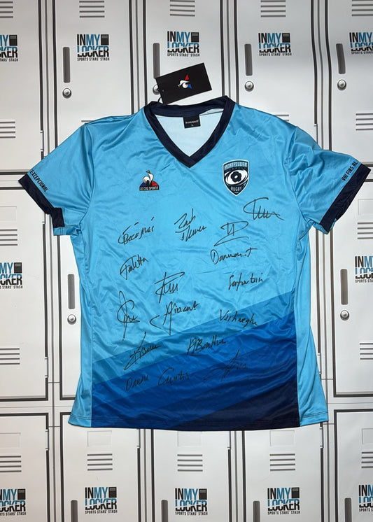 Montpellier Rugby Squad Signed Gym Shirt [Blue]