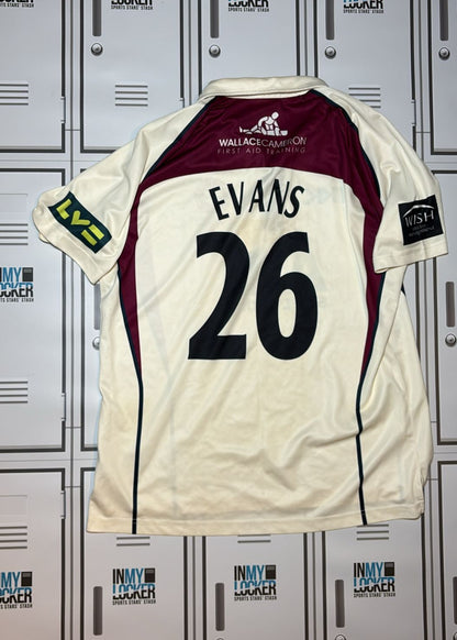 Northamptonshire County Cricket Button Playing Shirt Named EVANS [White]