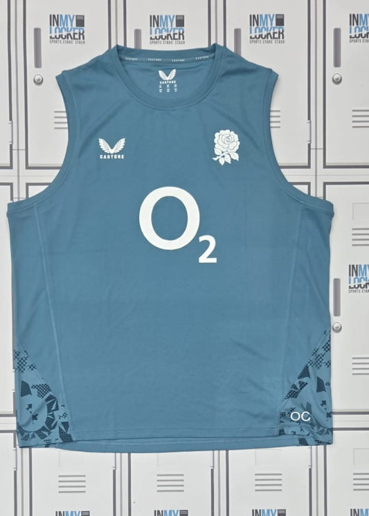 Ollie Chessum - England Rugby Castore Gym Vest Initialled OC [Blue]