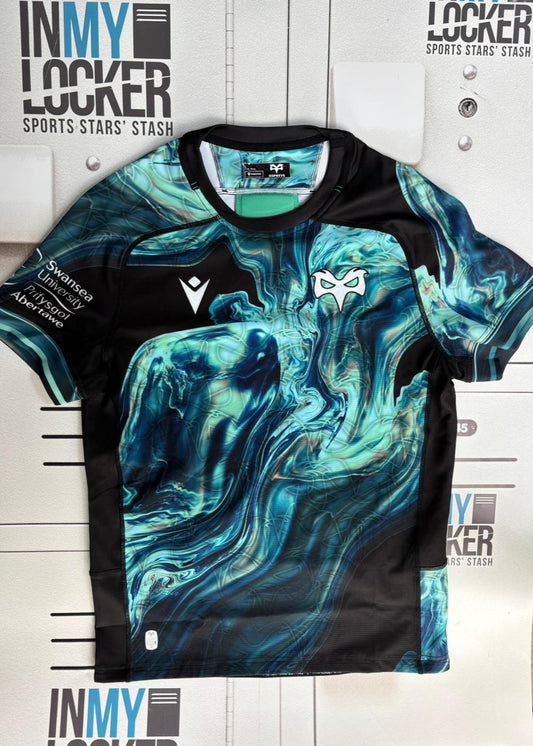 Ospreys Rugby - Club Swirl Pattern Training Shirt [Black & Blue]