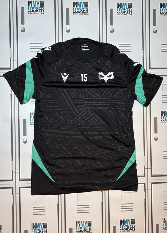 Osprey Rugby - Macron Club Training Shirt Numbered 15 [Black and Blue]