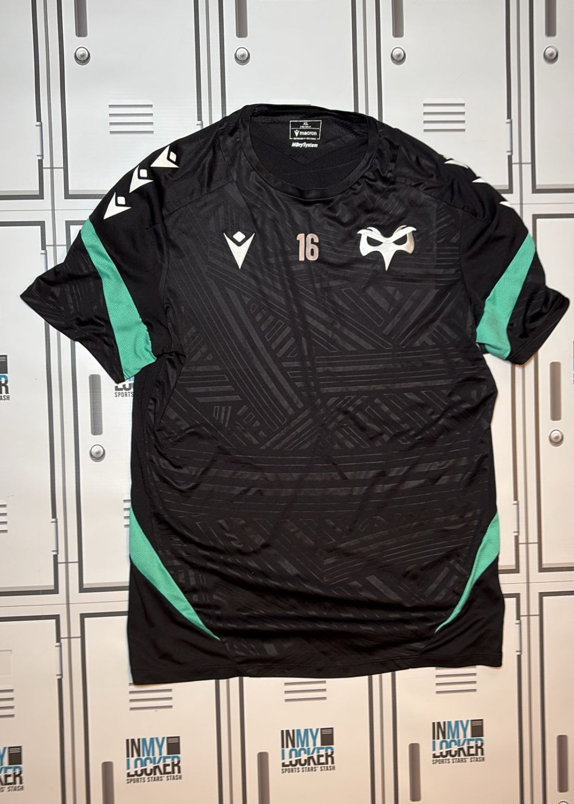 Osprey Rugby - Macron Club Training Shirt Numbered 16 [Black and Blue]