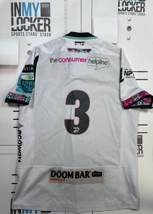 Ospreys - EPCR Challenge Cup Match Shirt (No. 3) [White, Black & Pink]