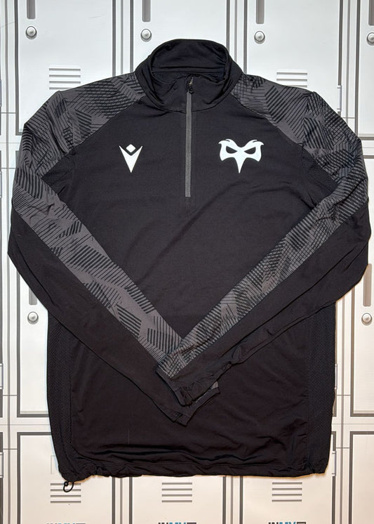 Ospreys Rugby - Macron 1/4 Zip Training Top [Black and Grey]