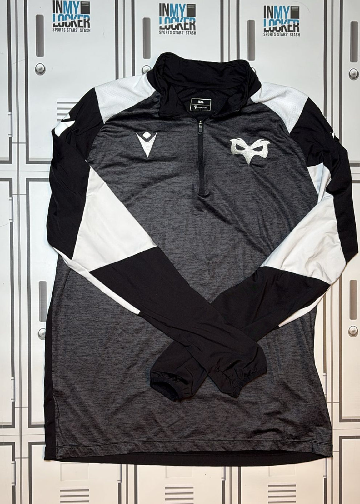 Ospreys Rugby - Macron 1/4 Zip Training Top [Grey, Black and White]