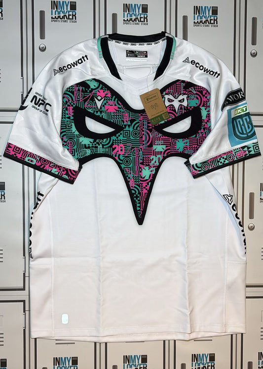 Ospreys Rugby - Macron Club 23/24 Match Shirt [White and Pink]