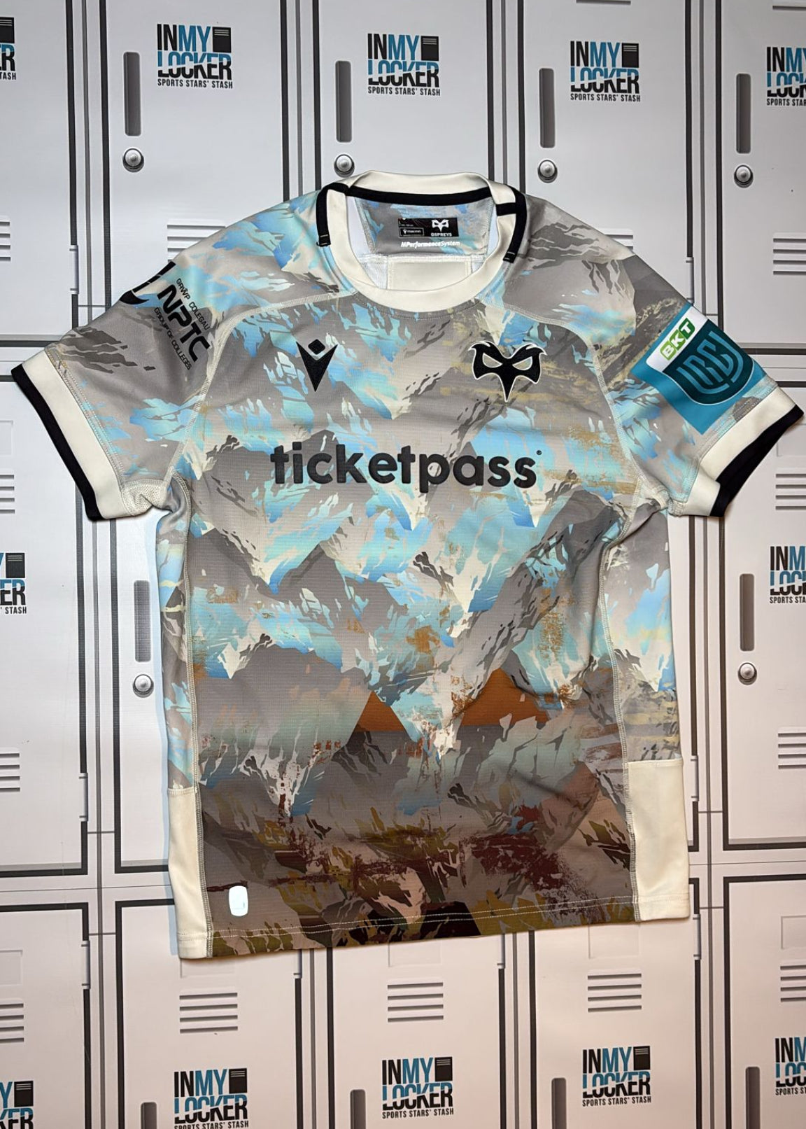 Ospreys Rugby - Macron Club Match Shirt Numbered 14 [Grey and White]