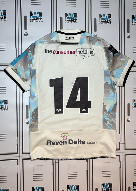 Ospreys Rugby - Macron Club Match Shirt Numbered 14 [Grey and White]