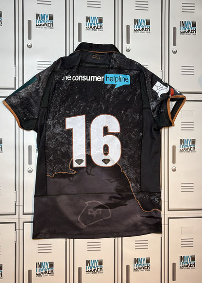 Ospreys Rugby - Macron Club Match Shirt Numbered 16 [Black and Brown]