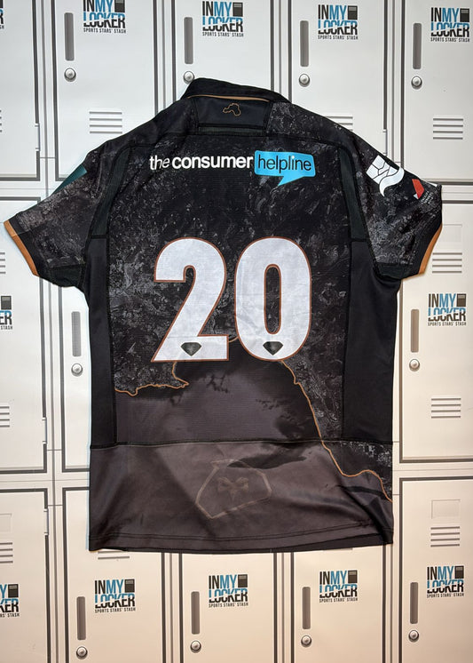 Ospreys Rugby - Macron Club Match Shirt Numbered 20 [Black and Brown]