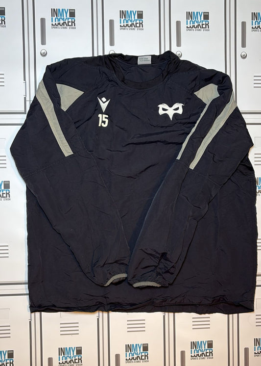 Ospreys Rugby - Macron Club Waterproof Training Top Numbered 15 [Black]