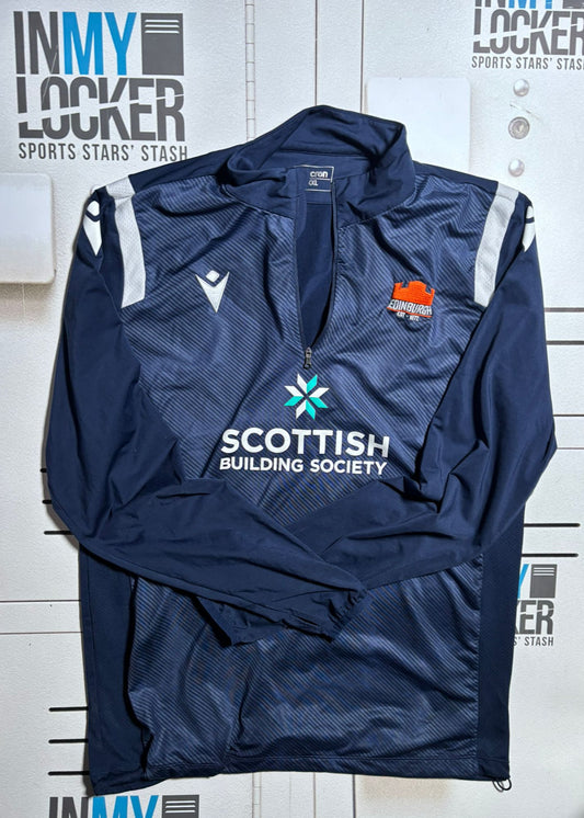 Robin Hislop - Edinburgh Rugby Quarter Zip Mid Layer [Blue and White]