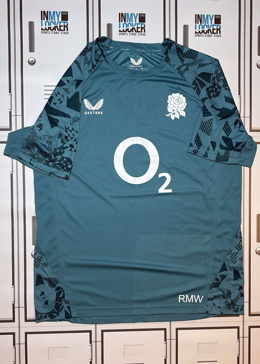 Rekeiti Ma’asi White - England Rugby Castore Gym T-Shirt Initialled RMW [Green]
