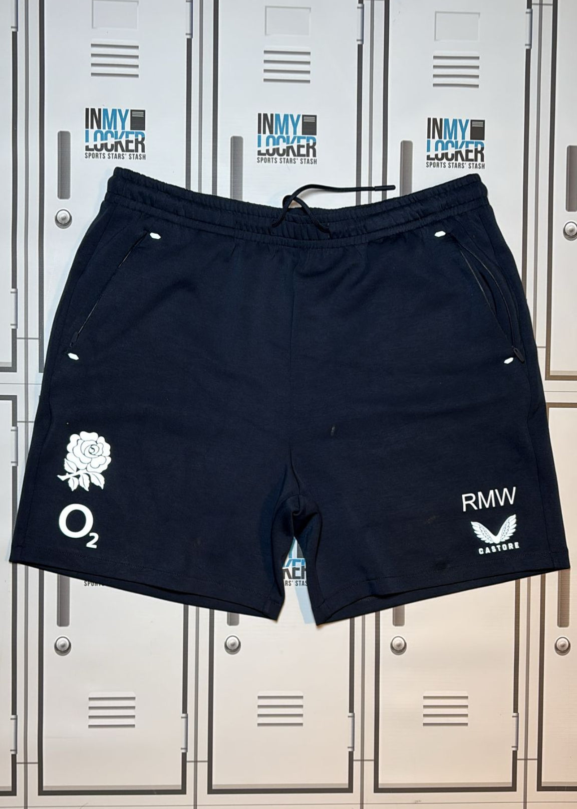 Rekeiti Ma’asi White - England Rugby Castore Knit Shorts Initialled RMW [Navy]