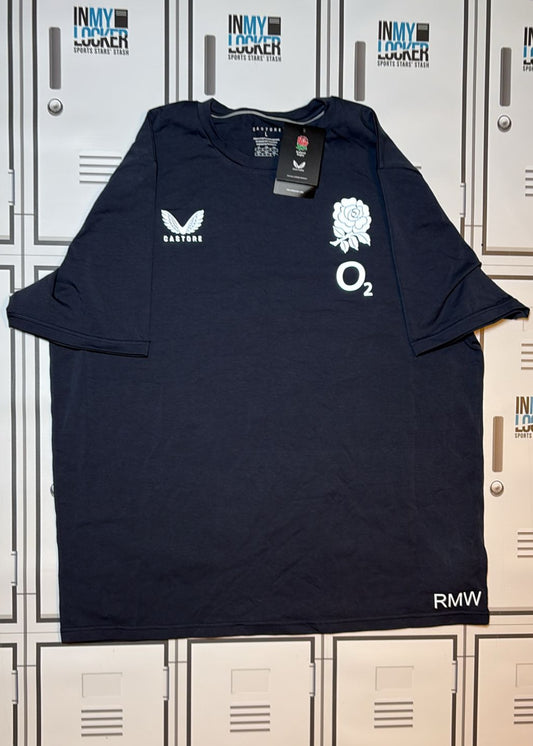 Rekeiti Ma’asi White - England Rugby Castore Leisure T-Shirt Initialled RMW [Navy]