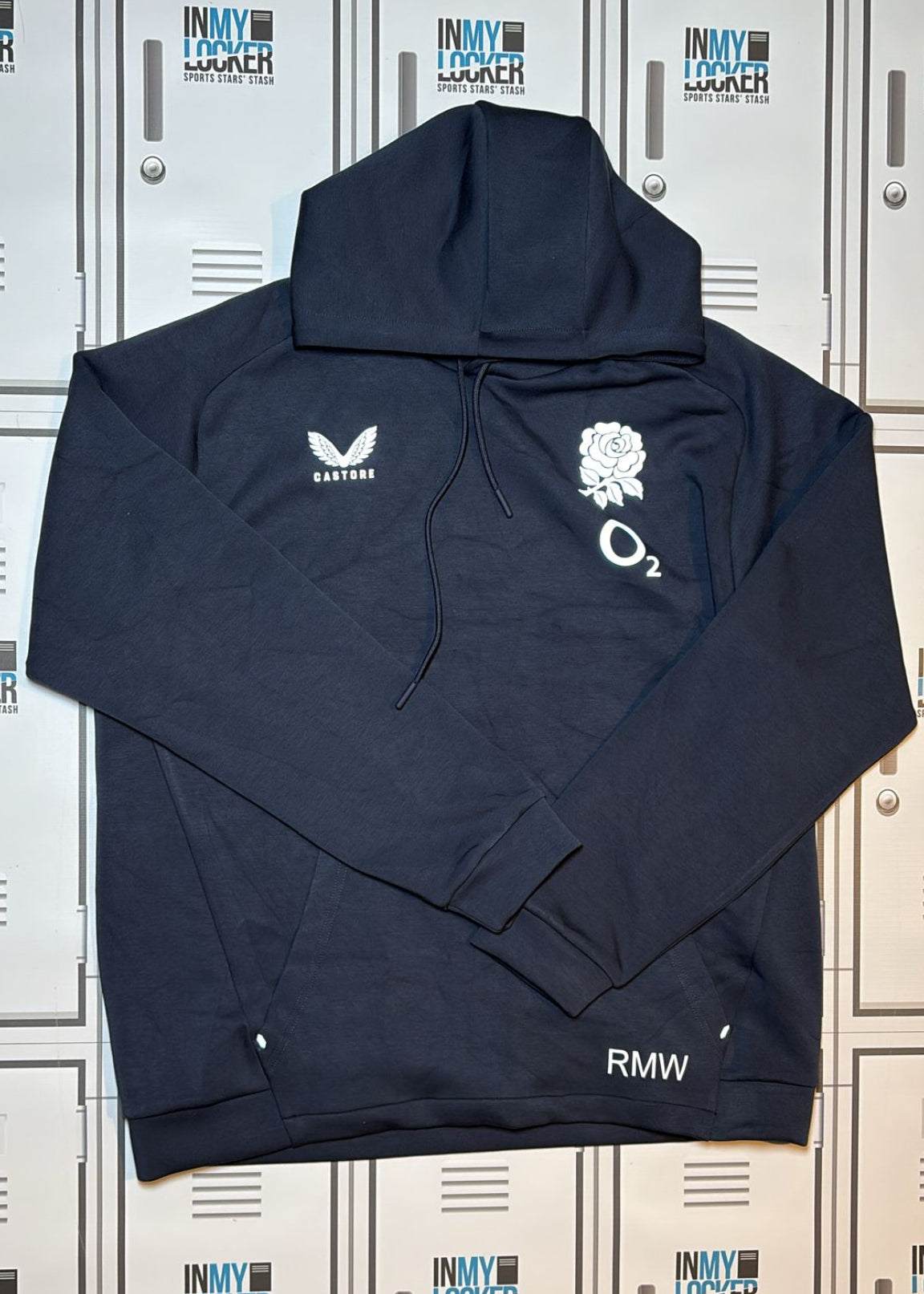 Rekeiti Ma’asi White - England Rugby Castore Presentation Hoodie Initialled RMW [Navy]