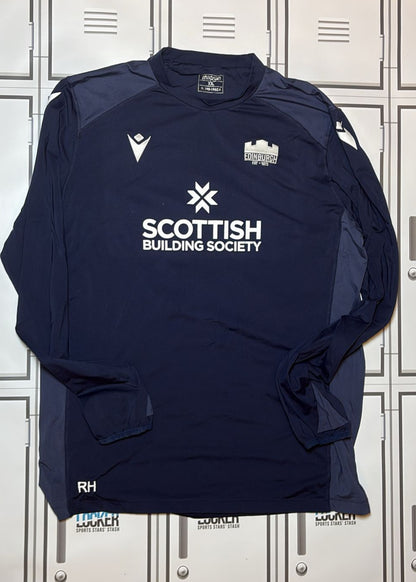 Robin Hislop - Edinburgh Macron Rugby Long Sleeve Training Top Initialled RH [Navy]