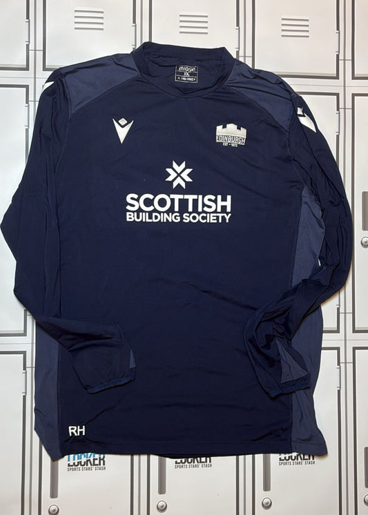Robin Hislop - Edinburgh Macron Rugby Long Sleeve Training Top Initialled RH [Navy]