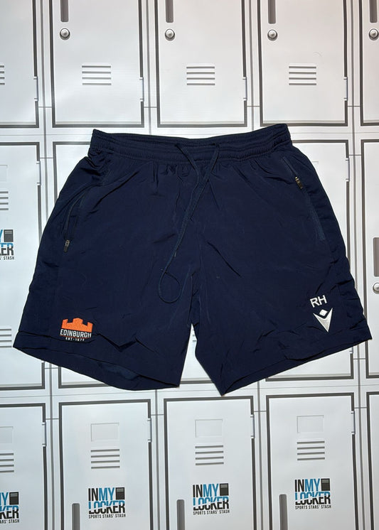 Robin Hislop - Edinburgh Rugby Lined Gym Shorts Initialled RH [Navy]