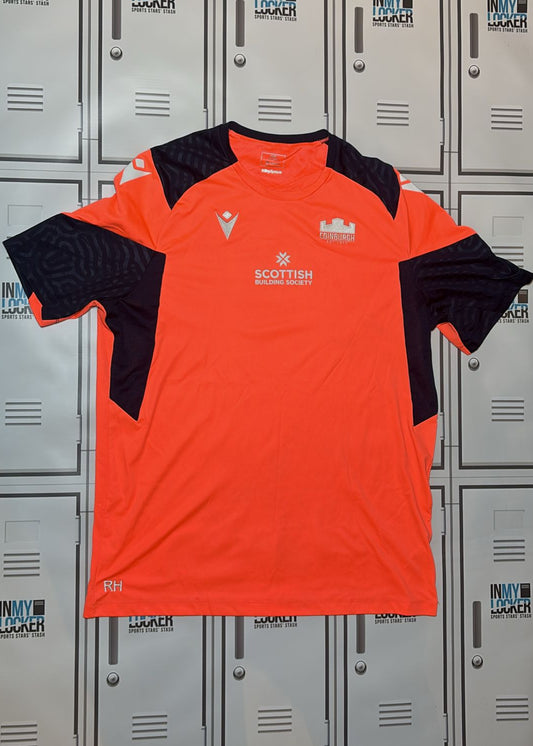 Robin Hislop - Edinburgh Rugby Macron Gym Shirt Initialled RH [Orange and black]