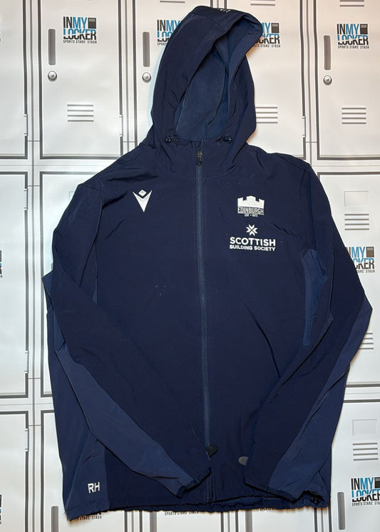 Robin Hislop - Edinburgh Rugby Macron Full Zip Hooded Top Initialled RH [Navy]