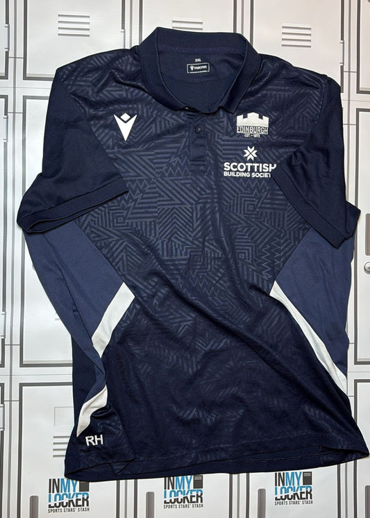 Robin Hislop - Edinburgh Rugby Macron Gym Polo Shirt Initalled RH [Navy]