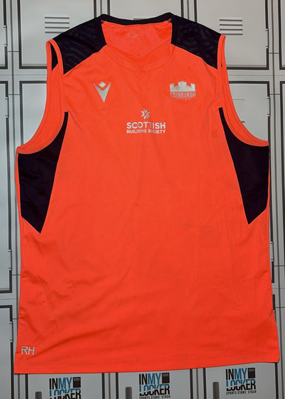 Robin Hislop - Edinburgh Rugby Macron Gym Vest Initialled RH [Orange and Black]