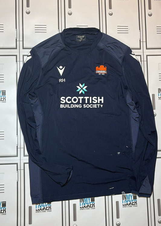 Robin Hislop - Edinburgh Rugby Macron Long Sleeve Training Top Initialled RH [Navy]